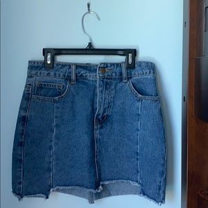 forever 21 frayed edge jean skirt